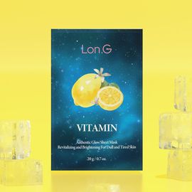 Lon.G Vitamin Authentic Glow Sheet Mask 20g x 10ea Brightening Ascorbic Acid Radiant Cooling Hydrating _ Made in Korea